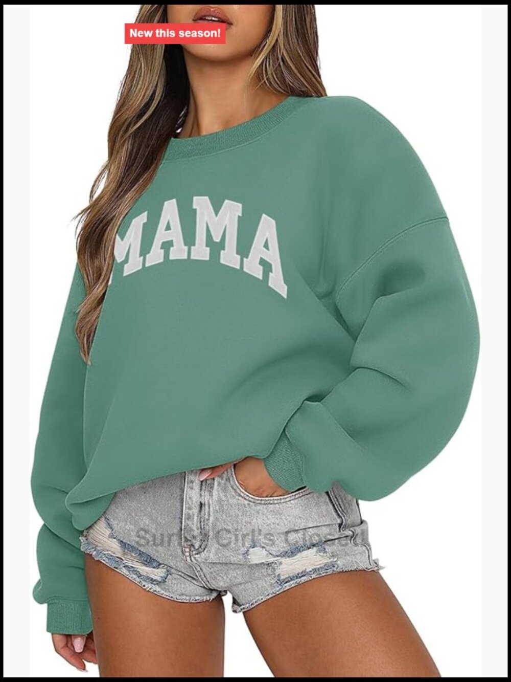 Crewneck Oversized Sweatshirt Pullover Cotton Polyester Fleece Long Sleeve